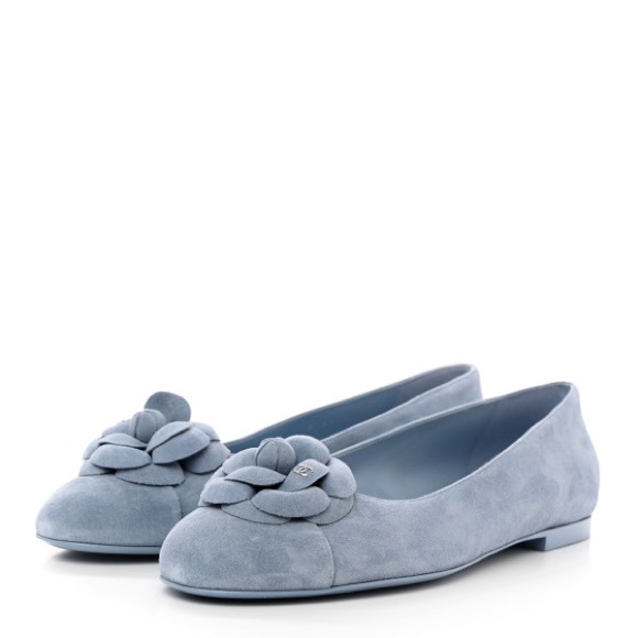 Chanel Suede Cap Toe Camellia Ballerina Flats - Picture 1 of 14